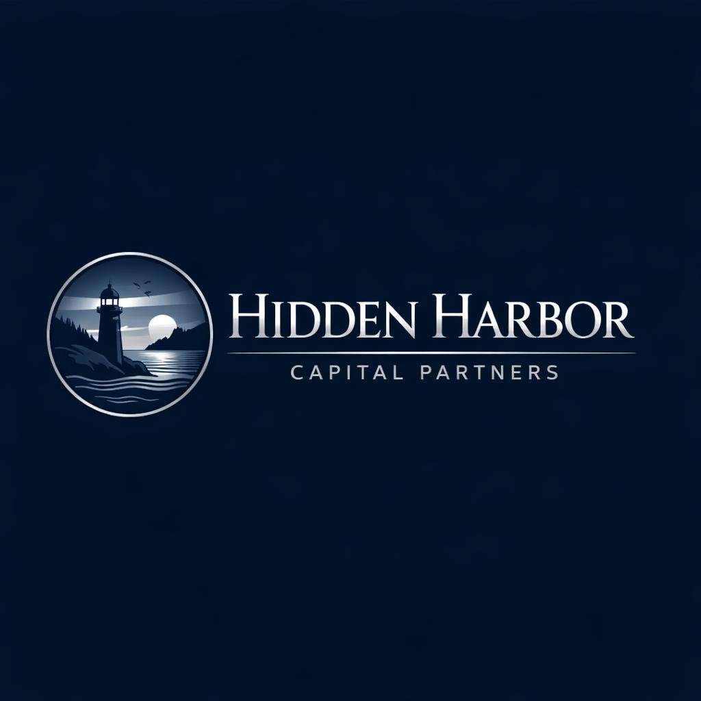 Logo with a lighthouse by the ocean and the text Hidden Harbor Capital Partners